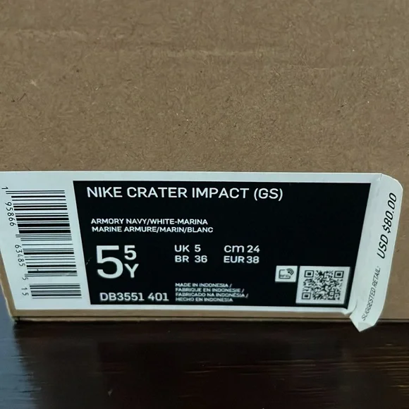 Nike Crater Impact (GS) In Armory Navy Marina Dark Blue Women’s / Youth 5.5 - Picture 9 of 13